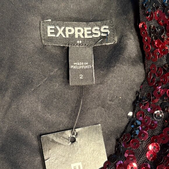 Express Bodycon Sequin Dress Fully Lined Red/Black Size 2 NWT - Picture 7 of 8